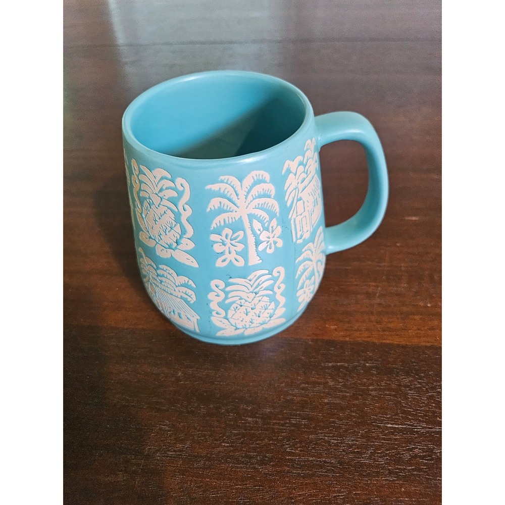Opalhouse Coffee Mug Unisex OS Blue Tropical Pineapple Palm Tree Stoneware